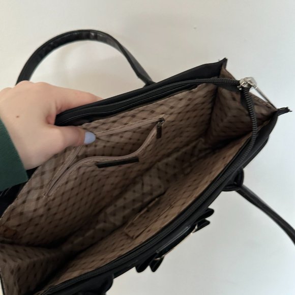 Salvatore Ferragamo Vintage Top Handle Hand Bag Bow Canvas Black - Picture 8 of 8